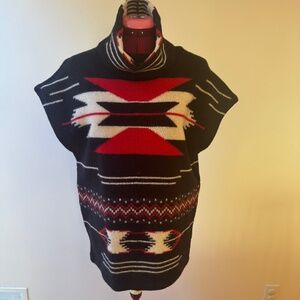 LRL Lauren Jeans Wool Aztec Design Sleeveless Turtleneck Pullover Sz.M